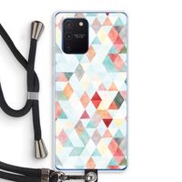 Gekleurde driehoekjes pastel: Samsung Galaxy Note 10 Lite Transparant Hoesje met koord