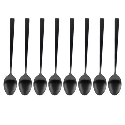 Dessertlepels - Lange Koffielepels - 8x - zwart - RVS - 18 cm - latte macchiato / snoirbet lepels