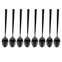 Dessertlepels - Lange Koffielepels - 8x - zwart - RVS - 18 cm - latte macchiato / snoirbet lepels