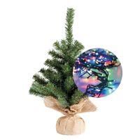 Mini kerstboom 35 cm - met kerstverlichting gekleurd 300 cm - 40 leds - thumbnail