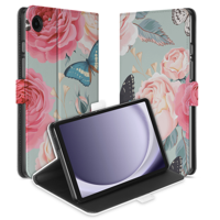 Uniek Samsung Galaxy Tab A9 Tablethoesje Butterfly Roses Design | B2C Telecom