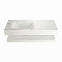 MONDIAZ ALAN-DLUX 110cm planchet Frappe. Vrijhangende wastafel CLOUD links zonder kraangat, kleur Frappe.