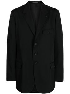 Yohji Yamamoto blazer en laine à simple boutonnage - Noir