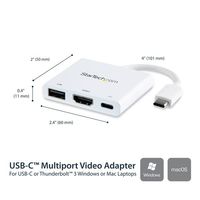 StarTech.com USB-C naar 4K HDMI multifunctionele adapter met Power Delivery en USB-A poort wit - thumbnail