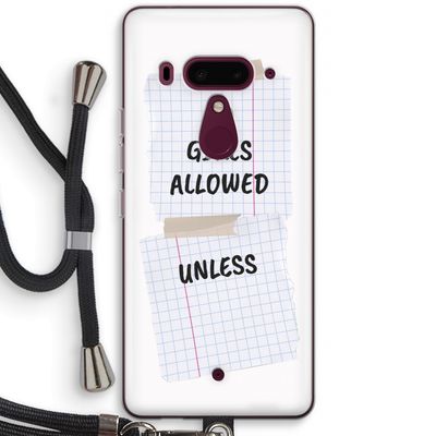 No Girls Allowed Unless: HTC U12+ Transparant Hoesje met koord