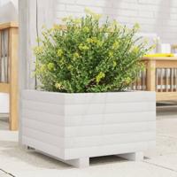 VidaXL Plantenbak 40x40x26,5 cm massief grenenhout wit