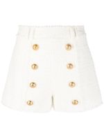 Balmain short en tweed à boutons décoratifs - Blanc