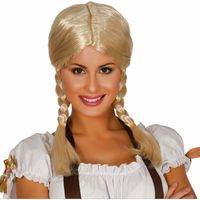 Fiestas Guirca Verkleed pruik halflang met vlechten - blond - voor dames - one size   - - thumbnail