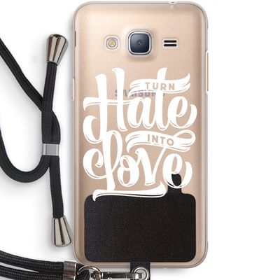 Turn hate into love: Samsung Galaxy J3 (2016) Transparant Hoesje met koord