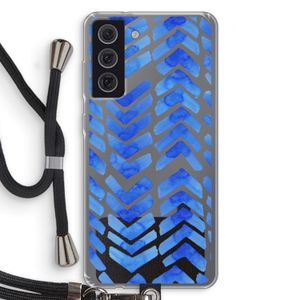 Blauwe pijlen: Samsung Galaxy S21 FE Transparant Hoesje met koord
