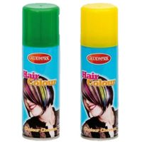 Supporters of Carnaval verkleed haarverf/haarspray set groen/geel 125 ml - thumbnail