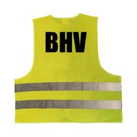 BHV vestje / hesje geel met reflecterende strepen voor volwassenen