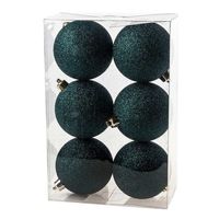 18x Petrol blauwe glitter kerstballen 8 cm kunststof