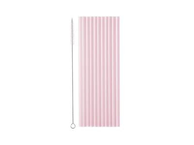 Plastic Rietjes Roze Herbruikbaar 23cm (12st)