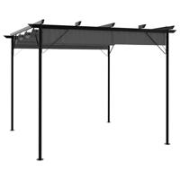Pergola met uittrekbaar dak 180 g/m² 3x3 m staal antracietkleur