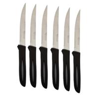 Secret de Gourmet Steakmessen/vleesmessen Essential - 6x stuks - RVS - zwart - 23 cm