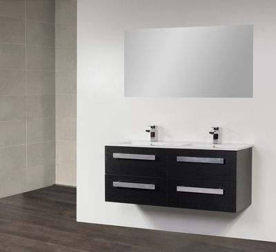 Badkamermeubel Exclusive Pisa 120 cm (4 lades, 2 uitsparing) Black Wood