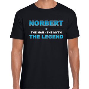 Naam cadeau t-shirt Norbert - the legend zwart voor heren