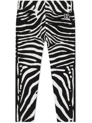 Dolce & Gabbana Kids legging Interlock à imprimé zèbre - Blanc