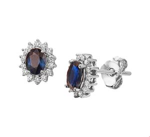 TFT Oorknoppen Saffier Diamant 0.19ct(2x0.095) H SI Witgoud Glanzend 6 mm x 4 mm