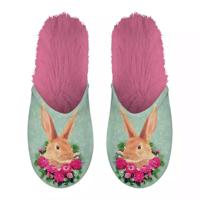 Pantoffel konijn groen / roze