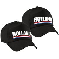 2x stuks holland supporter pet / cap Nederland zwart volwassenen