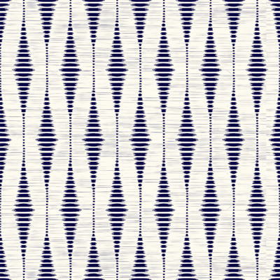 Marineblauwe rabaul ikat geometrisch behang