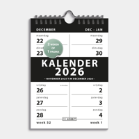 A5 Spiraalkalender 2-weeks 2026 Zwart