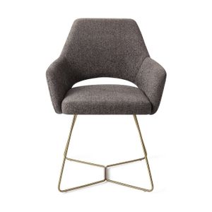 Jesper Home Yanai eetkamerstoel Amazing Grey beehive gold