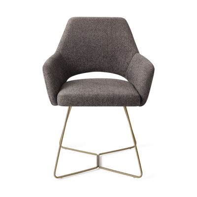 Jesper Home Yanai eetkamerstoel Amazing Grey beehive gold