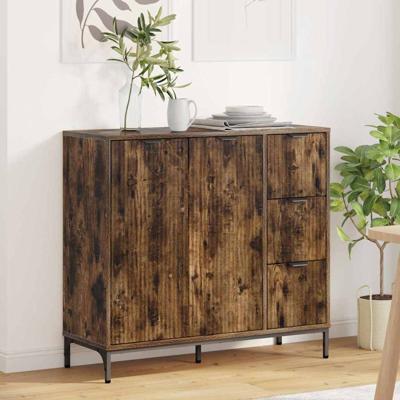 Dressoir met lade Gerookt eiken 89,5 x 33 x 82 cm Bewerkt hout