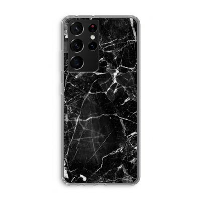 Zwart Marmer 2: Samsung Galaxy S21 Ultra Transparant Hoesje