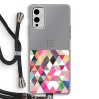 Gekleurde driehoekjes: OnePlus 9 Transparant Hoesje met koord