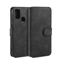Voor Galaxy M30s DG. MING retro olie kant horizontale flip case met houder & kaartsleuven & portemonnee (zwart)