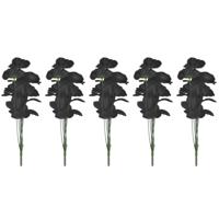 Bosje met 6 zwarte rozen - 5x - halloween decoratie - 37 cm - Heksen - Verkleedaccessoires
