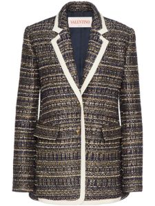 Valentino Garavani blazer en tweed à ornements Rockstud - Bleu