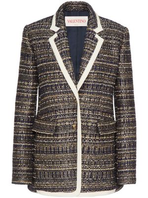 Valentino Garavani blazer en tweed à ornements Rockstud - Bleu