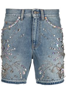 Gucci short en jean à ornements en cristal - Bleu