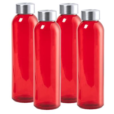 Waterfles/drinkfles AQUAMAN - 4x - glas - Rood - met RVS dop - 500 ml - Sportfles - Bidon Waterfles/drinkfles AQUAMAN - 4x - glas - Rood - met RVS dop - 500 ml - Sportfles - Bidon