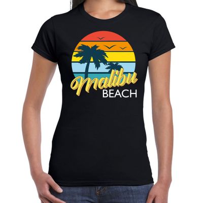 Malibu zomer t-shirt / shirt Malibu beach zwart voor dames