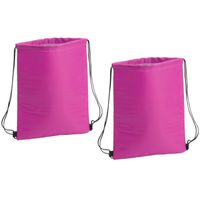 2x stuks fuchsia roze koeltas rugzak/gymtas 32 x 42 cm met drawstring/rijgkoord - Koeltas