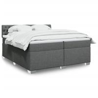 Boxspring met matras stof donkergrijs 200x200 cm