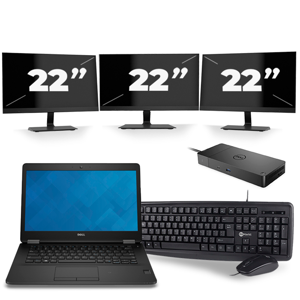 Dell Latitude E7470 - Intel Core i7-6e Generatie - 14 inch - 16GB RAM - 256GB SSD - Windows 11 + 3x 22 inch Monitor