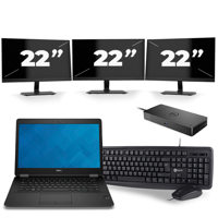 Dell Latitude E7470 - Intel Core i7-6e Generatie - 14 inch - 16GB RAM - 256GB SSD - Windows 11 + 3x 22 inch Monitor