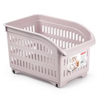 Plasticforte opberg Trolley Container - roze - op wieltjes - L30 x B18 x H19 cm - kunststof - Opberg trolley