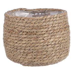 Mica Decorations Bloempot - rotan - beige - jute - 18 x 15 cm