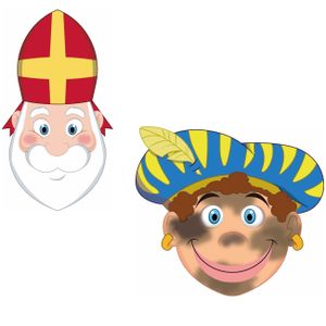 Pakket van 8x stuks Sinterklaas en roetveeg Pieten uitknip knutsel maskers 26 x 27 cm