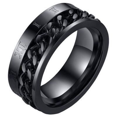 Mendes heren ring Cuban Link Roman Numeral Black
