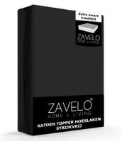Zavelo Katoen Topper Hoeslaken Strijkvrij Zwart-Lits-jumeaux (180x200 cm)