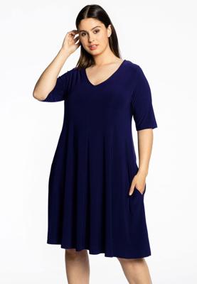 Yoek Jurk met v-hals | Blauw | Maat 46/48